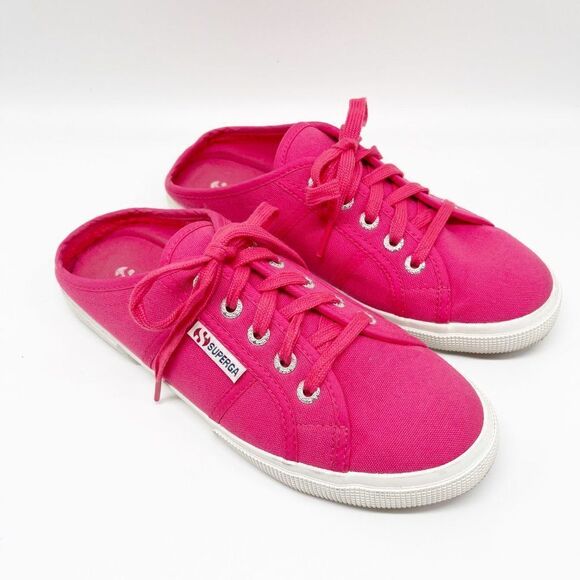 SUPERGA Hot Pink Slip On Mule Sneakers  - Picture 3 of 8